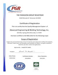 AEMT quality certificate of registration
